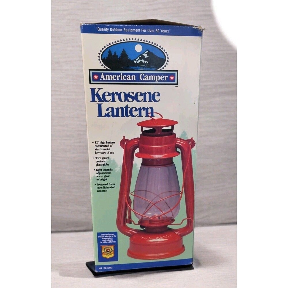 New! VINTAGE AMERICAN CAMPER RAILROAD TRAIN RED GLASS KEROSENE LANTERN